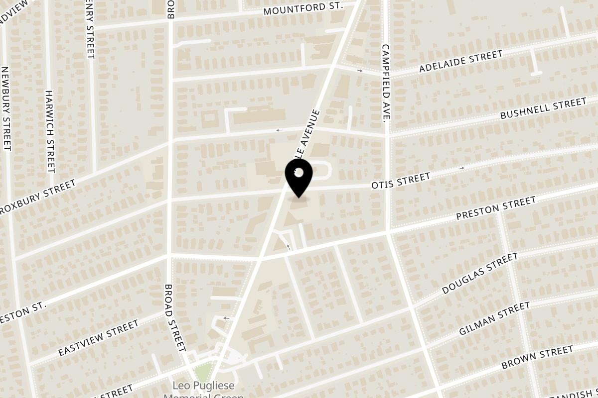 Map showing the location of Alebrijes Mexican Kitchen on 764 Maple Ave in Hartford